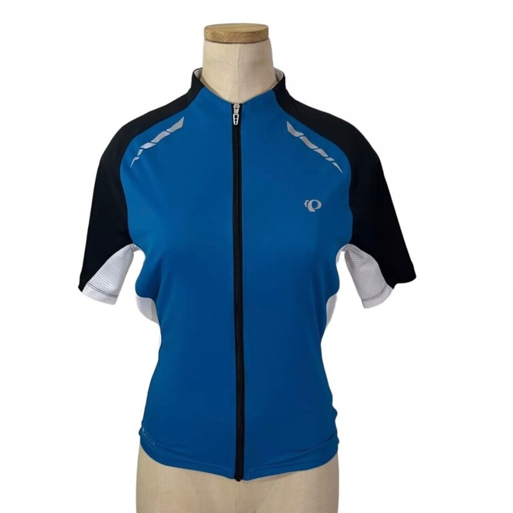 Closet Closing Sale! Pearl Izumi Women's Shirt S Blue white short sleeve full zi
